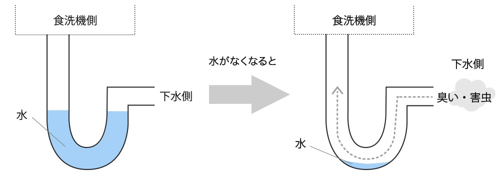 トラップについて 水がなくなると